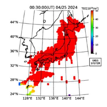 本日のTEC値（全電子数）。日本がほぼ真っ赤になりました。
今後の地震活動にご注意ください⚠

#地震予知 #地震前兆 #地震 #地震速報 #地震情報 #地震予測 #地震予兆