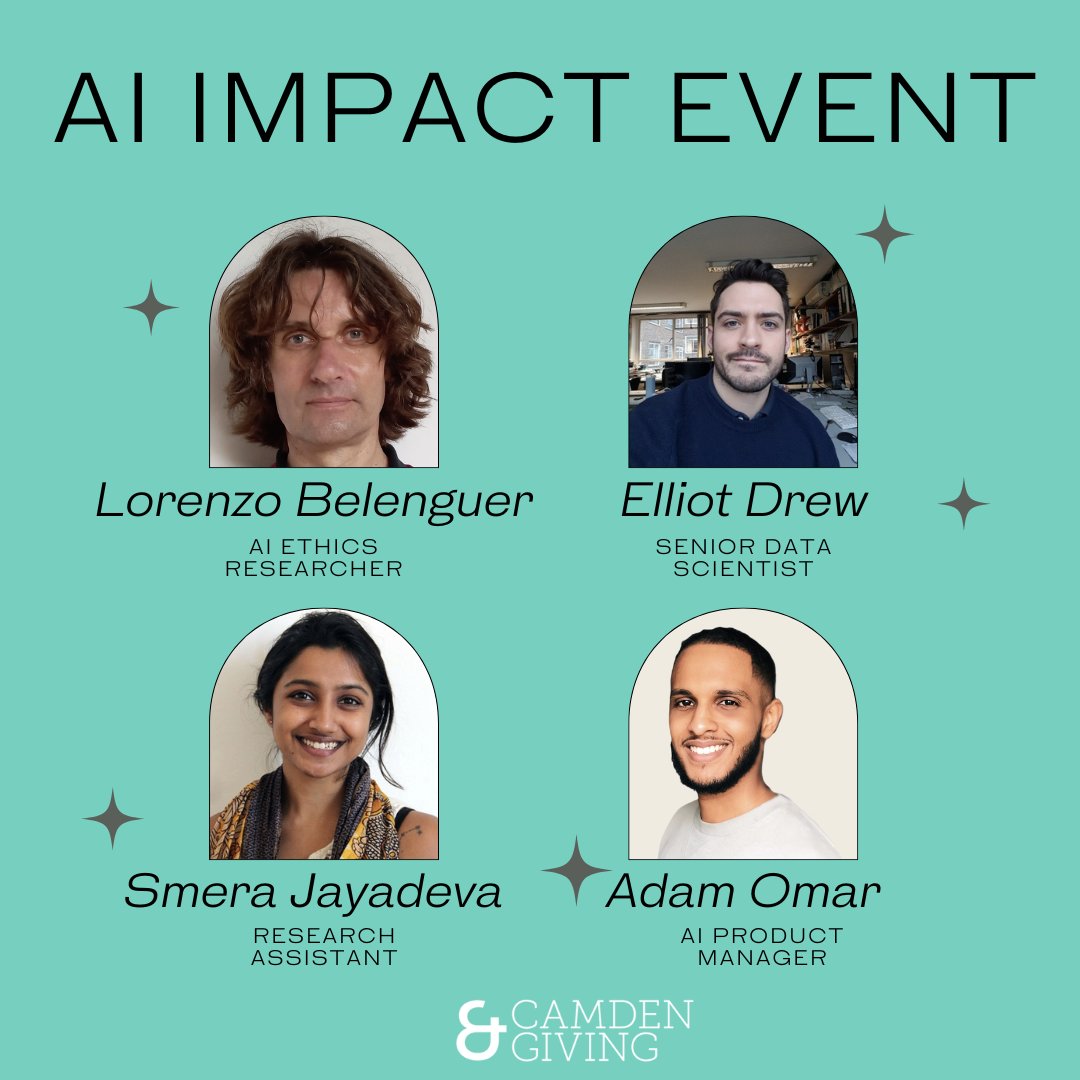 Join us for 'AI & You' hosted by us, Camden Giving, on 14th May, 6PM at Zappi. Explore AI's impact on daily life and its potential for social good with expert speakers. Secure your spot now: ow.ly/YIqL50Ro6xc #AI #CommunityEvent