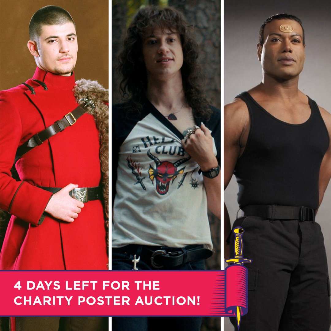 🔨 4 Days left for charity #auction: 3 signed 1,5mx3m guest posters! 👉 bit.ly/4aBncN6 Place your bid via the shop before the auction ends on April 28th, 20:00h. ⚡ #StanislavYanevski 🤘 #JosephQuinn 🌌 #ChristopherJudge! Half of the profits go to @komop_tgkanker