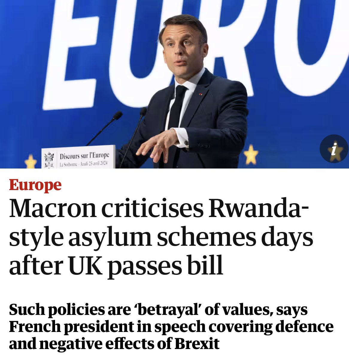 Only in Britain were #Brexit and the UK’s migration policy the key takeaways from  Macron’s #Sorbonne speech. I suppose that shows yet again that for the UK Brexit will never truly be “done”.