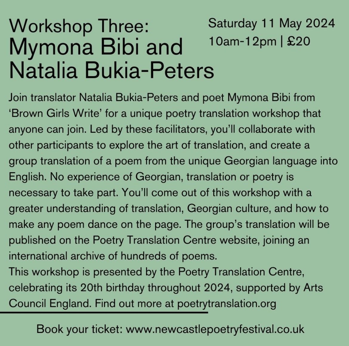 NCLA_tweets's tweet photo. 🤓We’re excited for the ‘Introduction to translating poetry’ workshop with Mymona Bibi and Natalia Bukia-Peters in partnership @PoetryTranslate on Sat 11 May 10am-12pm ✏️Booking info https://t.co/YFnTIE9fFO📚 https://t.co/EvqIF42QSn
