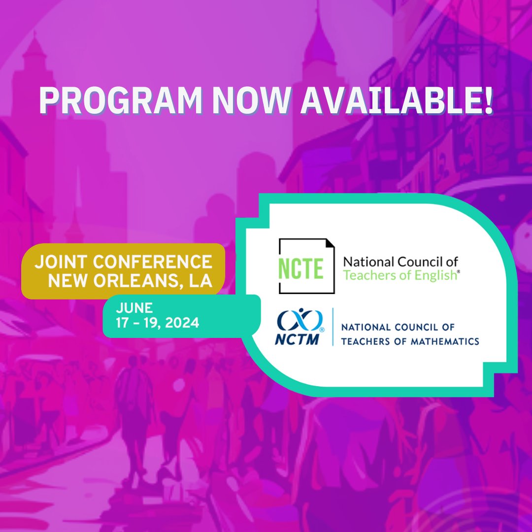 👀 Check out the program for the NCTE-NCTM Joint Conference for Elementary Literacy and Mathematics! nctm.link/jVGgX Don't miss out on early-bird rates—Register by May 1 and save up to 35% off onsite rates: nctm.link/NrTaw @ncte #literacy #iteachmath #math