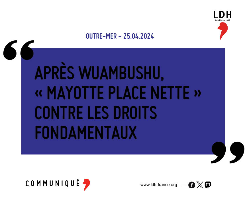 L’opération #Wuambushu2 qui a été mise en place prétendument pour résoudre le fléau de la #pauvreté à #Mayotte n’est en réalité qu’une stigmatisation de 50% de la population. La #LDH dénonce à nouveau ce choix répressif. ➤ ldh-france.org/apres-wuambush…