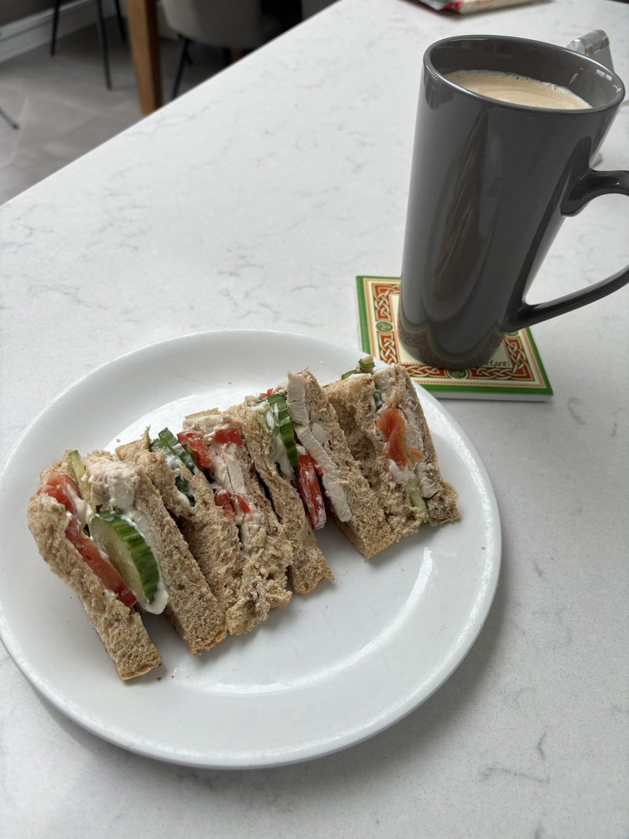I had a quick trip to the shops this afternoon to return some stuff & then collected my TJ from college so I’m finally home to sit down for my late #lunch .x
#thursdayafternoon 
#busyday #coffeetime 
#Food #tasty #metime #mumslife 🛍️💙🏫🥪☕️😋😋😋