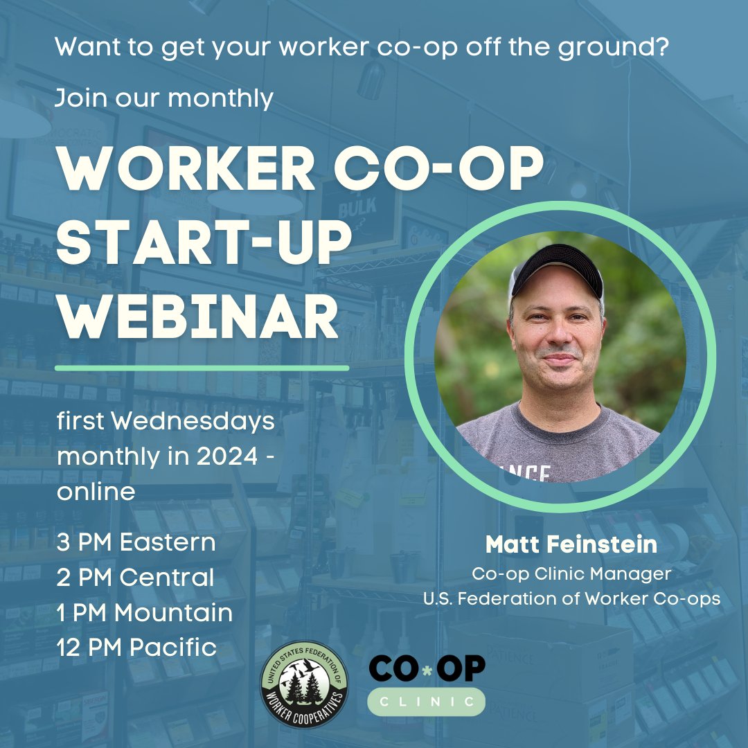 This #MayDay2024 learn how worker co-ops are building a dignified future for worker-owners.  Join our free #WorkerCoop startup webinar & bring your sustainable business ideas to our team❤️‍🔥
info.usworker.coop/civicrm/event/…