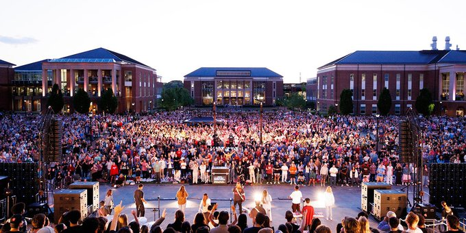 Liberty University held a massive public prayer in contrast to the hate and violence happening at other universities.