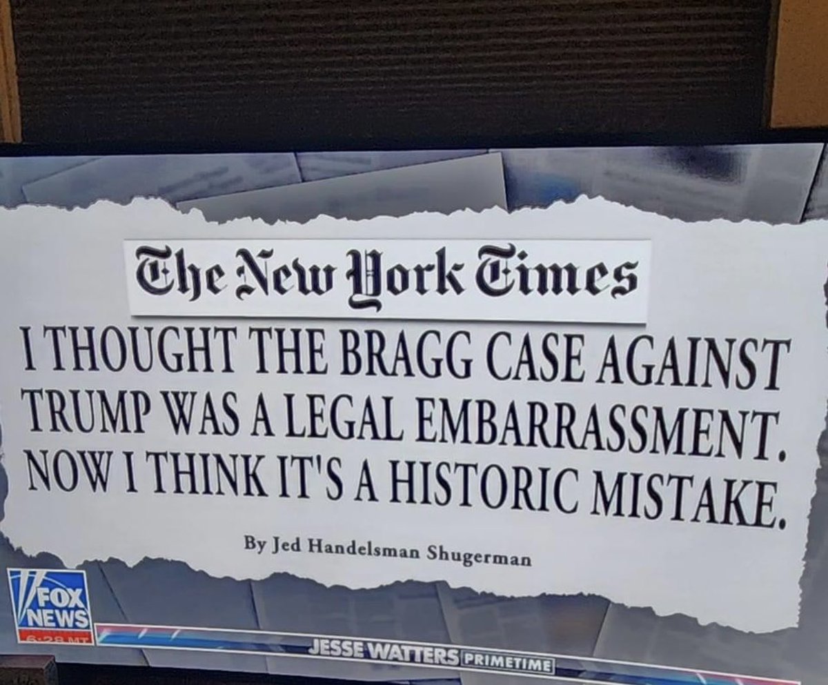 😳Even the far left ⁦@nytimes⁩ sees what a sham of a trial this bogus case is against Trump! #ElectionInterference #lawfare #Disgusting #IndictBragg
