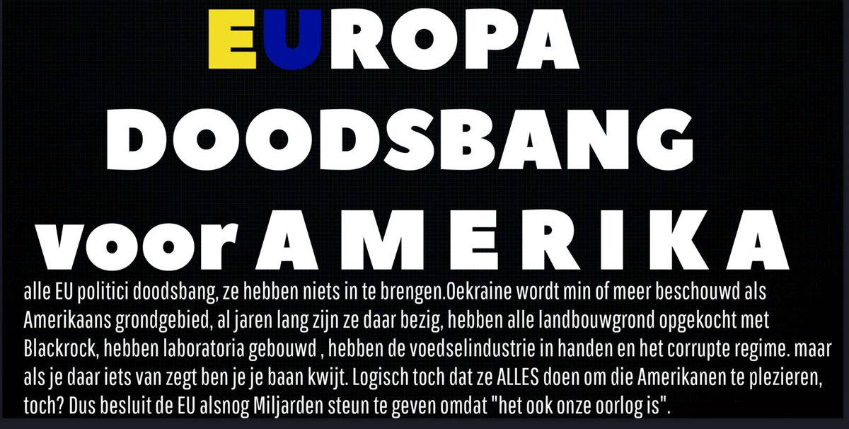 #EU @vonderleyen HEEFT BESLIST :
#EUMERIKA WORDT DE NIEUWE NAAM  VAN ONZE GEWELDIGE 'EUROPESEUNIE':
'WEDOENWATZIJBELOVEN', aldus een zeer opgewekte (ongekozen) EU  'president '..'HET IS TENSLOTTE  HUN GRONDGEBIED, DAT VOORMALIGE #OEKRAINE', NU #USKRAINE' ,EN OM ONZE #LOYALITEIT '