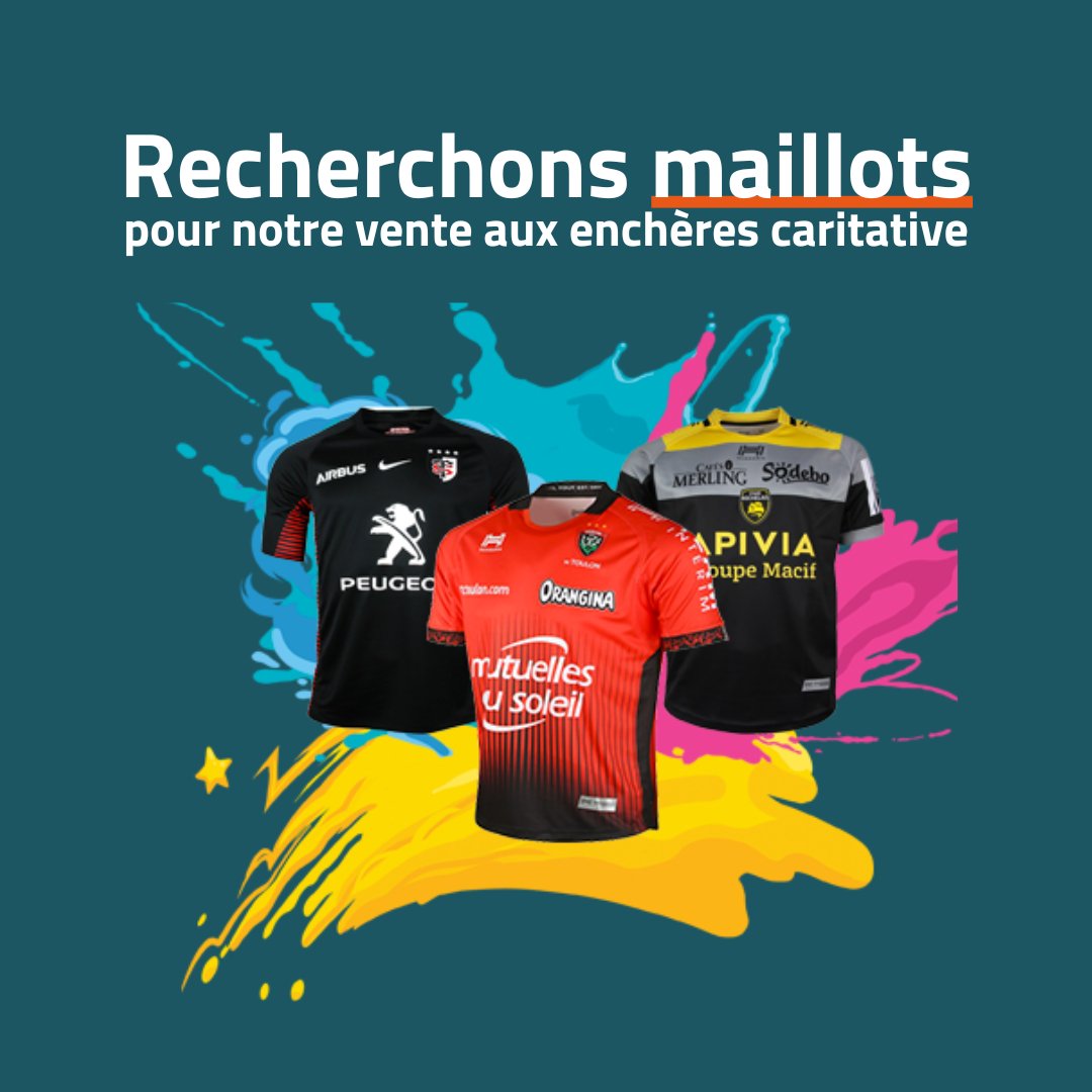 Nous recherchons des maillots pour notre vente aux enchères !
🏉 Envoyez-nous vos maillots 
🙋‍♂️ Vous pouvez tagger des personnes qui jouent ou travaillent en club. 
Cette vente permet chaque année de reverser plus de 20K€ aux associations pour l'aide à l'enfance et au #handicap