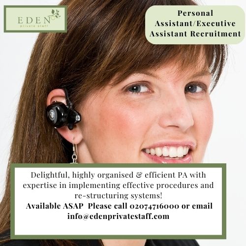 Delightful & Experienced PA/EA available ASAP - please call 02074716000 or email info@edenprivatestaff.com
bit.ly/3vBGxPa
#PersonalAssistant #personalassistants #privatewealth #PA #EA #familyoffice #familyoffices #executivepa #privatepa #parecruitment #ExecutiveAssistant