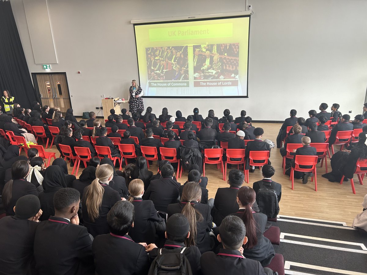 Year 8 were visited by a UK Parliament Representative today. They had an assembly on the practices and systems of democracy in the UK, and how important it is to have their say in voting. #ASPIRE #Aspiration