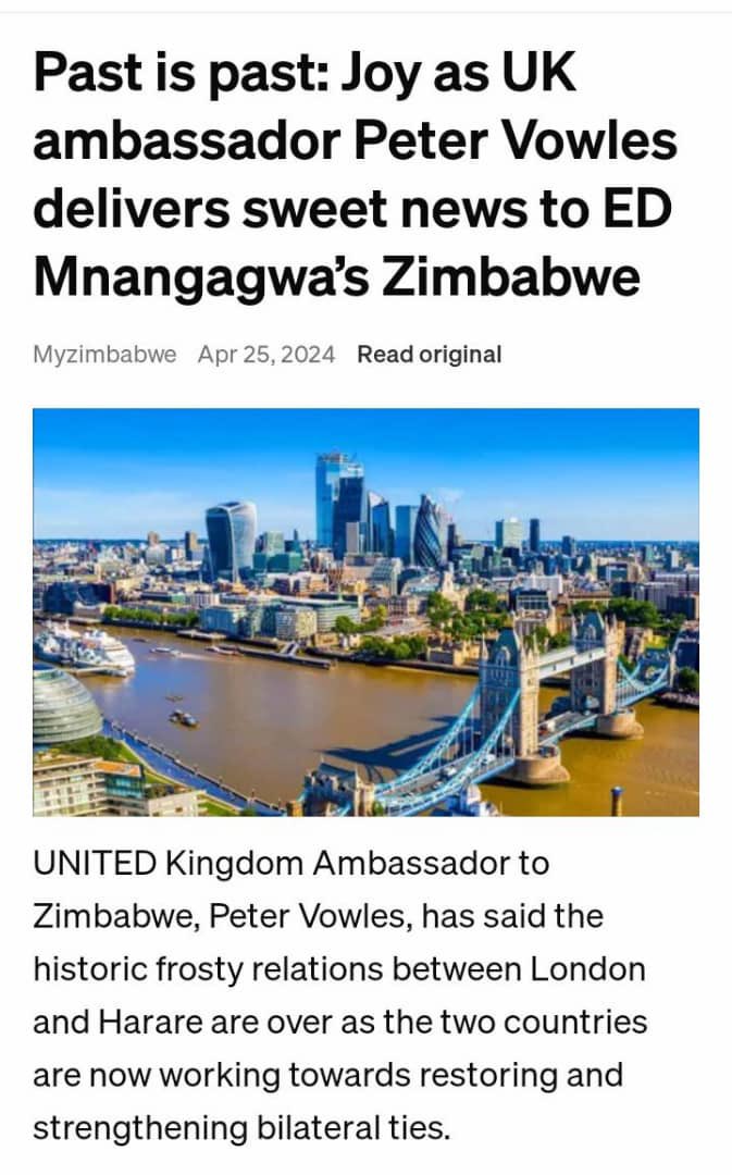 This story is true; it has been confirmed to me, as it was said. Two days ago, I penned a post saying that many Western countries were recalibrating their relations with the Zimbabwean government. I also added that many Western diplomats felt that the Zimbabwean opposition has