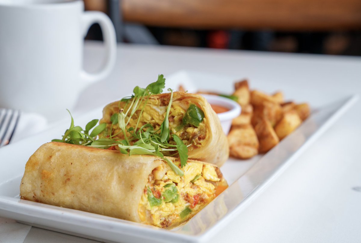 Scrambled egg, onions, peppers, chorizo, and pepper jack cheese- our breakfast burritos are delicious, fulfilling, and a great option for the fuel you need to get through the rest of the day! #jameateries #lunchtime #breakfastburritos #foodisfuel #lunchbreak #baltimoreeats