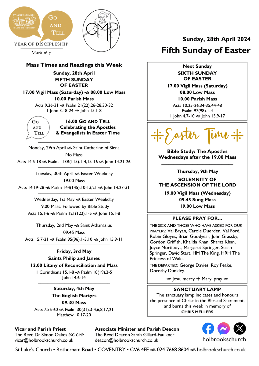 holbrookschurch's tweet photo. Sunday, 28th April @holbrookschurch. A booklet containing the Sunday Mass readings is available at https://t.co/GQ8mSuun0F, and this week's newsletter can be downloaded at https://t.co/mNRf6Fhbo7. At 16.00 Bishop Paul will bless the restored outdoor pulpit and other works. https://t.co/ovE8gRsebS