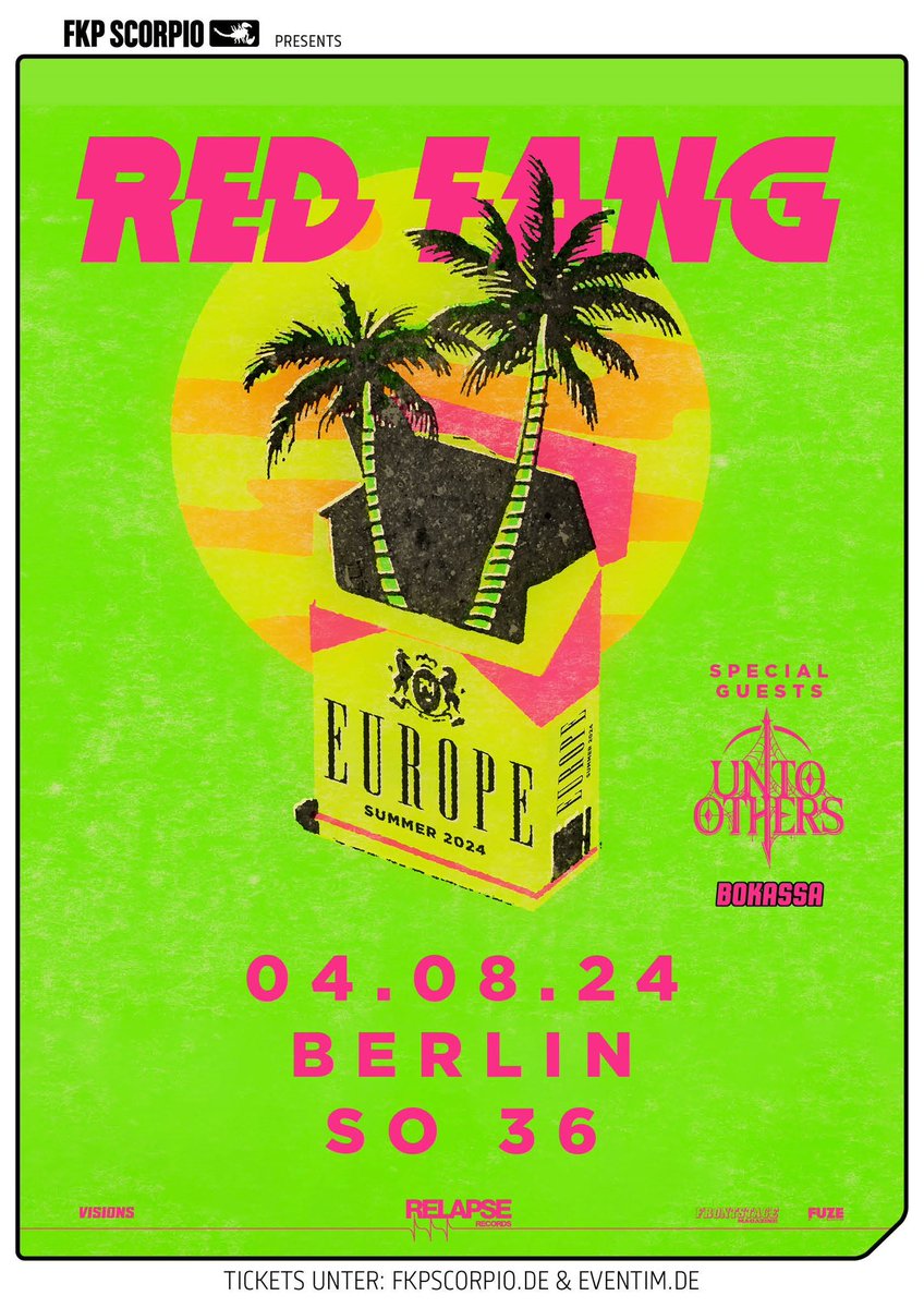 August 4th in Berlin, DE w/ @RedFang & @Bokassaband at SO 36 Tickets/Merch/Listen: bio.to/uopdx