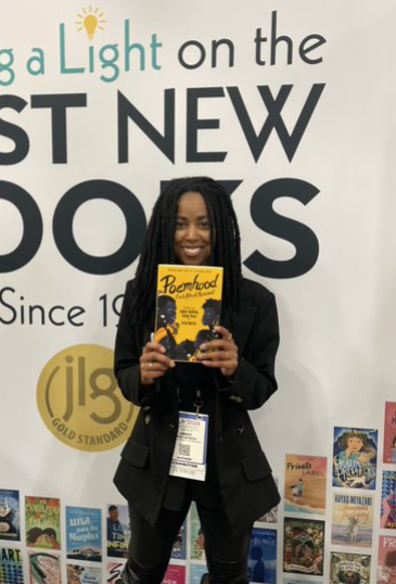 Thanks @ambsmcbride for stopping by our booth at #txla24 🤩'Poemhood: Our Black Revival' is featured in JLG's Nonfiction High Plus category this May. Add this title to your monthly book box 📚📦hubs.la/Q02v288H0 

#nationalpoetrymonth #poetry #poet #YAreaders #thebestbooks