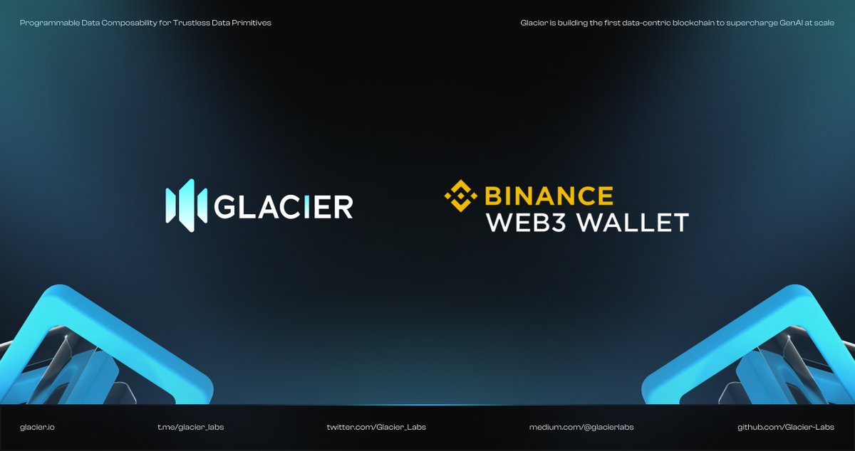 🔥Excited to announce that we've integrated with the #Binance Web3 Wallet, powered by @binance 🩵Now, creating datasets just got simpler💫 🗝️glacier.io