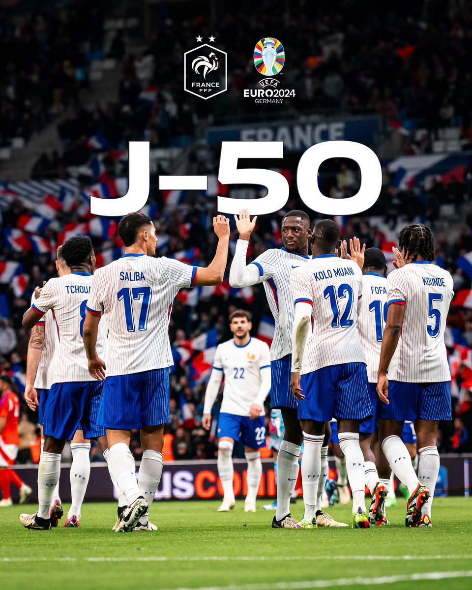 𝑳'𝒉𝒆𝒖𝒓𝒆 𝒂𝒑𝒑𝒓𝒐𝒄𝒉𝒆... ⏳ Plus que 5️⃣0️⃣ jours avant le début de l'@EURO2024 🙌 #FiersdetreBleus