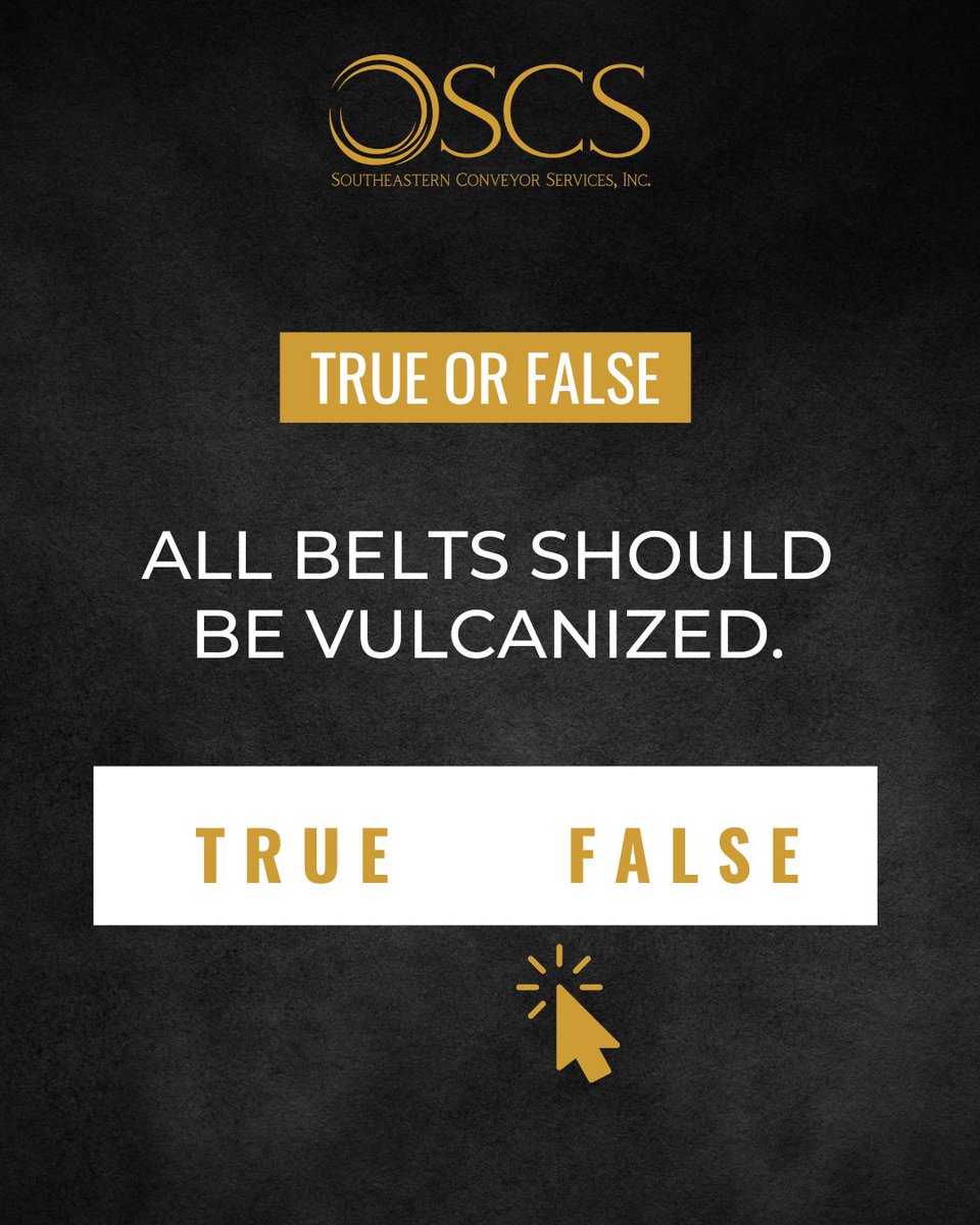 ✋FALSE. If the belt is old or unevenly worn, vulcanization is not a good option because the splice may not bond sufficiently, resulting in low adhesions and a suspended splice lifecycle.

#conveyorsystems #vulcanizing