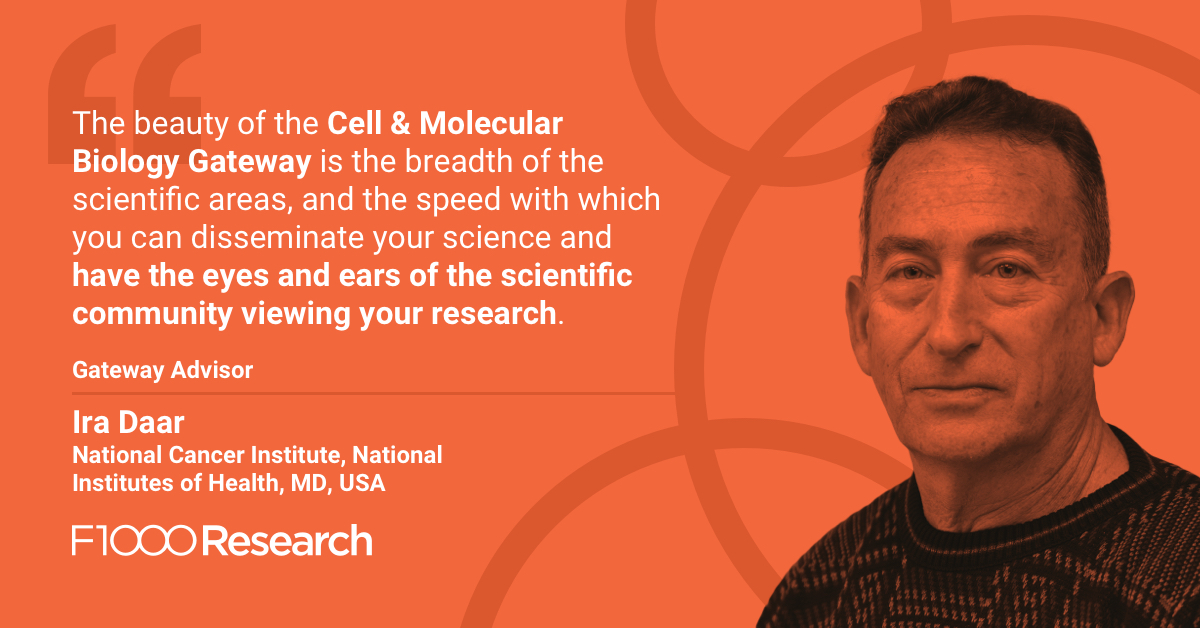 Read what our Gateway Advisor Ira Daar says about why you should submit your research to the Cell & Molecular Biology Gateway from #F1000Research Visit the Gateway homepage: spr.ly/6016wWSzO