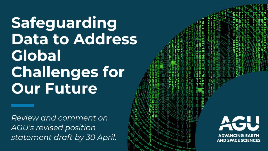 📊 AGU believes in the power of data to address global challenges. Join us in reviewing AGU's position statement on safeguarding data accessibility and transparency. Share your thoughts by 30 April to help shape the future of research. agu.org/share-and-advo…