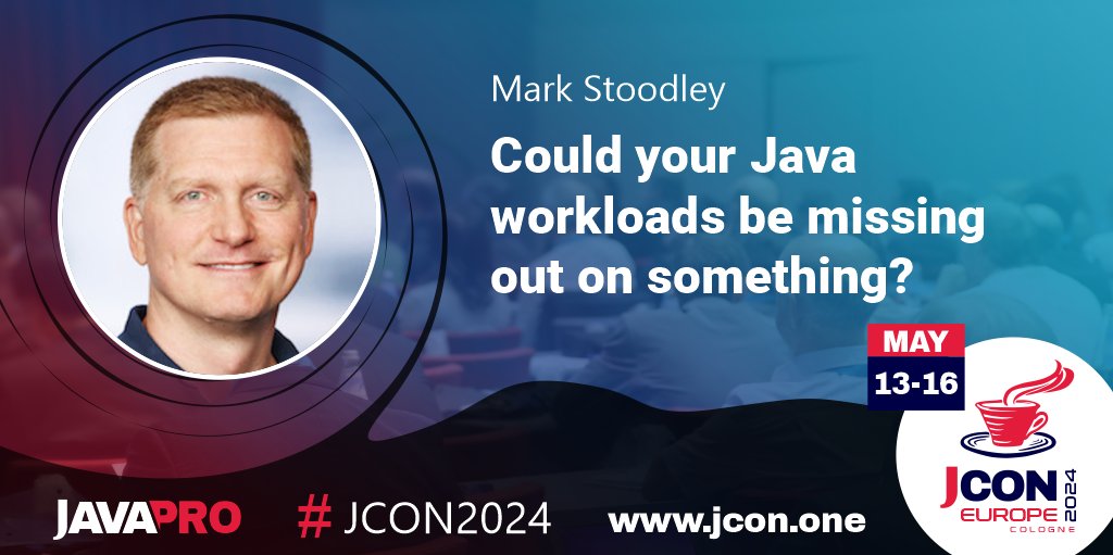 Excited for #JCON EUROPE 2024? See @mstoodle at #JCON2024 in Cologne talking about 'Could your Java workloads be missing out on something?' In 2017, a new open source #Java Virtual Machine called #Eclipse #OpenJ9 appeared … Get your free #JUG Ticket: jcon.one