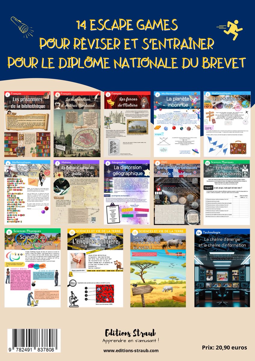 Un ouvrage fort utile et innovant, à l'approche du #DNB. Ce dernier regroupe 14 escape games et sujets de révision pour l'examen ! #ludification #EG 
Spécimen en ligne : calameo.com/read/004755269… 
Toutes les informations ici 👉 editions-straub.com/livres/diplôme…