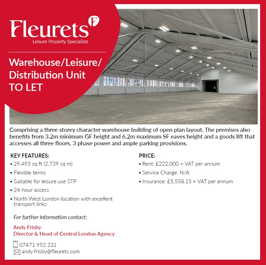 We have a new warehouse opportunity available in White City, London: 💷 Rent: £222,000 + VAT per annum 📏 29,493 sq. ft. (2,739 sq. m) 📍 North West London location with excellent transport links For further details please contact: 📧 andy.frisby@fleurets.com 📞 07471 953231