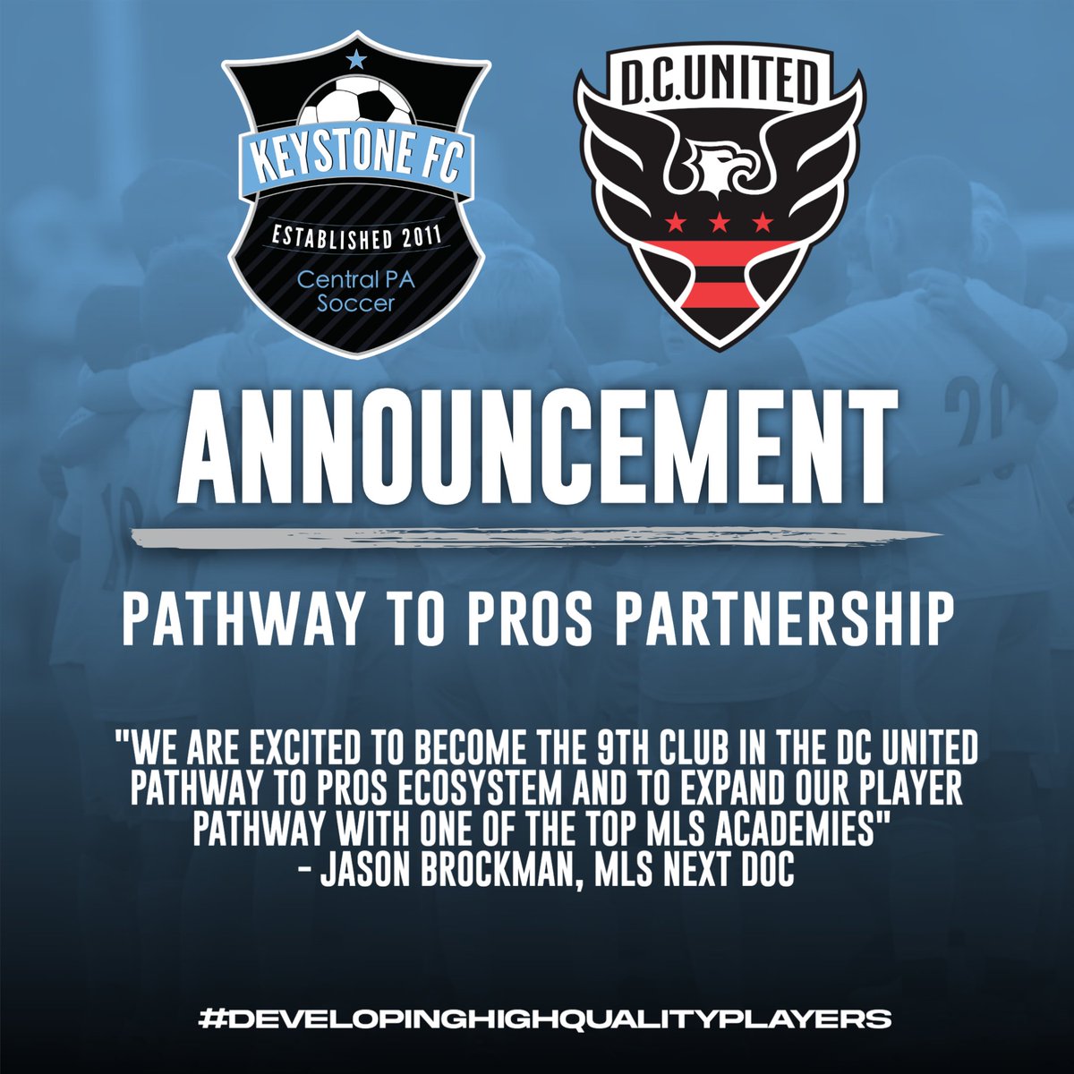 Keystone FC is excited to announce our partnership with @dcunited. Through this partnership Keystone FC and DC United will work together to provide opportunities to Keystone FC players. #developinghighqualityplayers