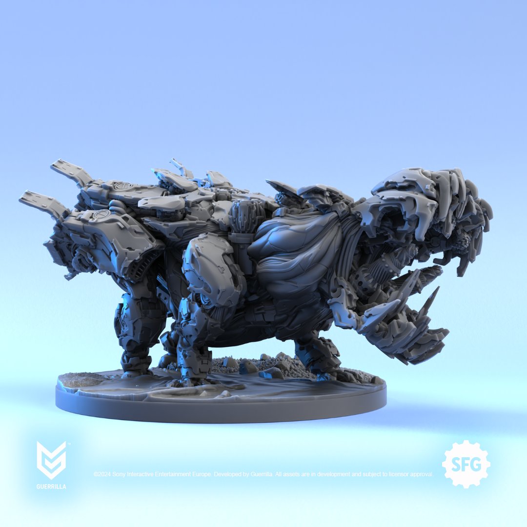 The Widemaw is an amphibious machine with a massive jaw capable of crushing rock, metal, and bone alike. It offers no respite at range, using its resource vacuum to launch dangerous projectile attacks. 🌊 Tide Expansion: gamefound.com/projects/steam… #HorizonForbiddenWest