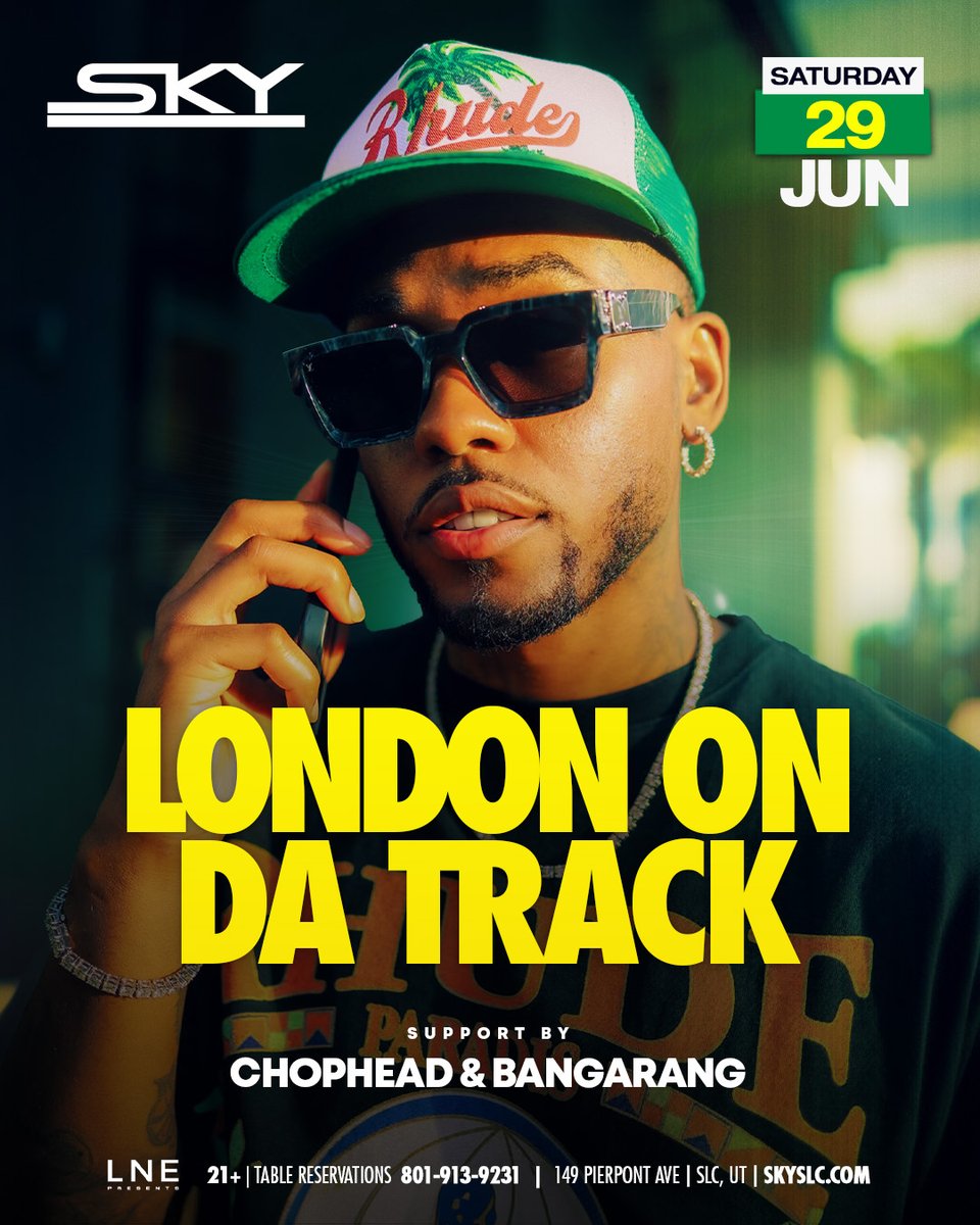 We got @LondonOnDaTrack! 🎧 JUN 29TH come through to @SkyVenueSLC to hear all your favorite hits produced by one of Hip-Hop's hottest beat makers🔥 What's the track you want to hear most?📀 Tickets On Sale NOW @ LNEPresents.com ⛓️ #LondonOnDaTrack #LNE #SkySLC