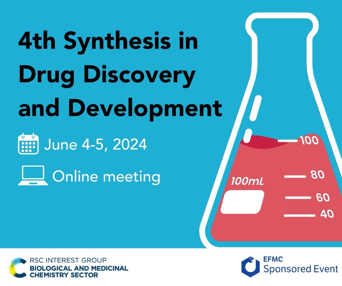 🔬 Mark your calendars! The BMCS 4th Synthesis in Drug Discovery and Development 2024 is just around the corner. 📅 June 4-5, 2024 💻 Virtual meeting Registration deadline: June 3rd, 2024 🔗 rscbmcs.org/events/sddd24/ #BMCS #SDDD24 #DrugDiscovery #VirtualEvent