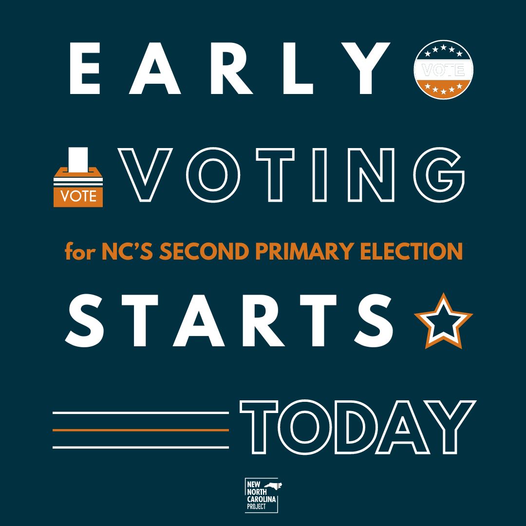 🗳North Carolina’s statewide second primary election is now underway! 🗓Early voting begins today and ends May 11, 2024 at 3 p.m. 🔗For more information on early voting sites, who’s on the ballot for your district, and voter eligibility, visit ncsbe.gov/voting/upcomin…