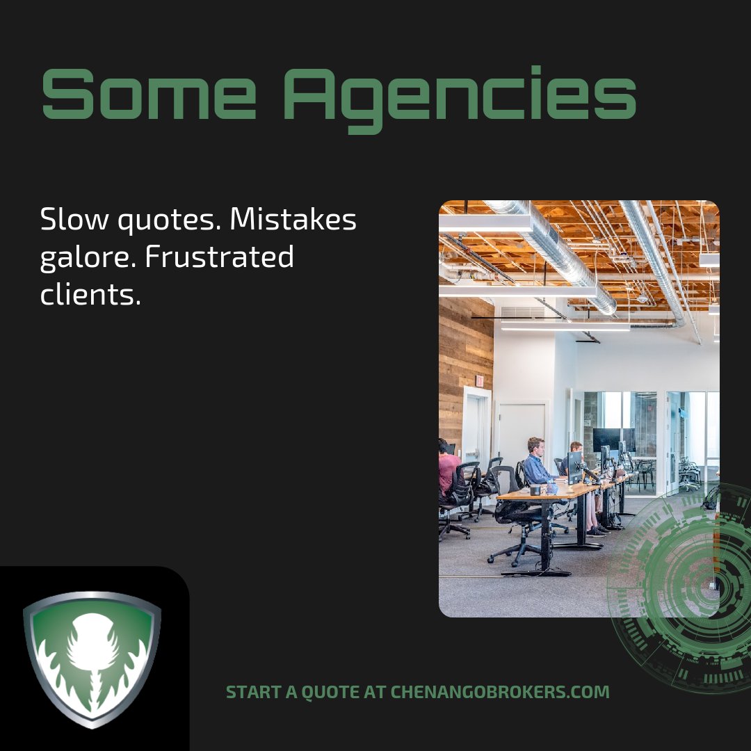 chenangobrokers's tweet image. Agencies that partner with Chenango Brokers... Speedy, spot-on quotes. Happy clients. 😊 Growth beyond measure. 📈 Change can change everything. Don’t give up. Ready to rev up your quote game? 🚀 Start a quote at ChenangoBrokers.com #InsuranceEvolved #QuoteSmarter