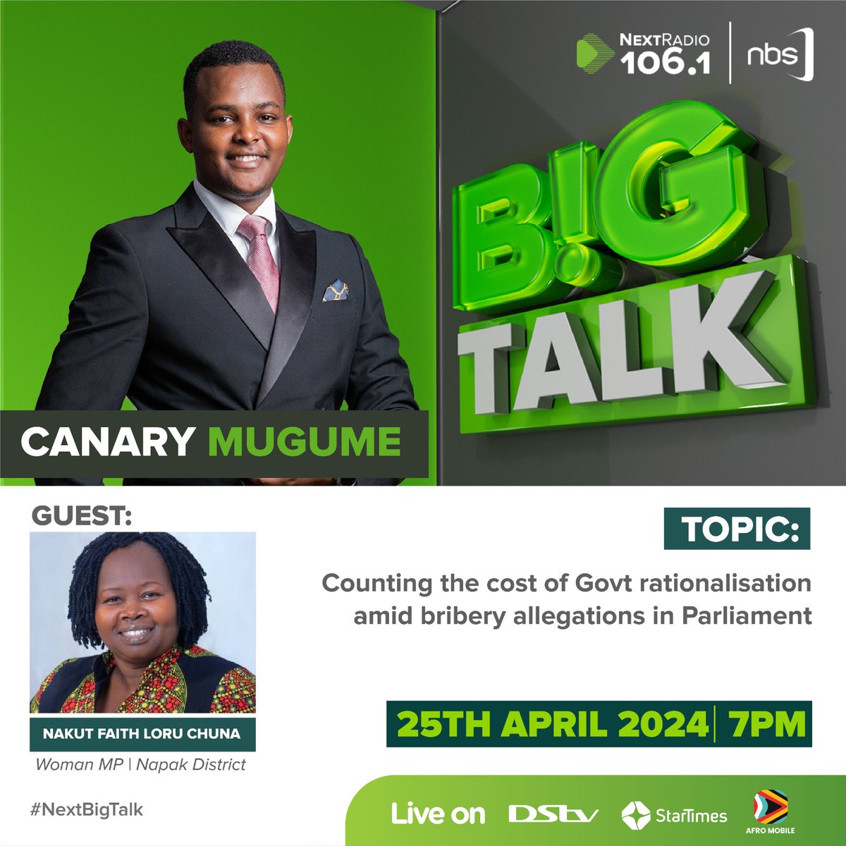 Catch the conversation on bribery allegations surrounding the government rationalization debate and more #NextBigTalk #NBSUpdates on @nextradio_ug