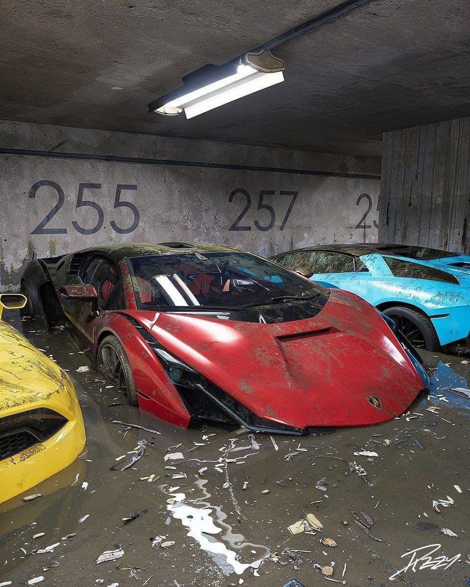 This is some of the aftermath of the flooding in Dubai, for those of you who enjoy poetic justice. Lamborghini. Pagani. Rolls Royce. Mercedes. All destroyed in a matter of 4 hours, when Dubai got an entire year’s worth of rain. When climate emergencies happen, their plan is…