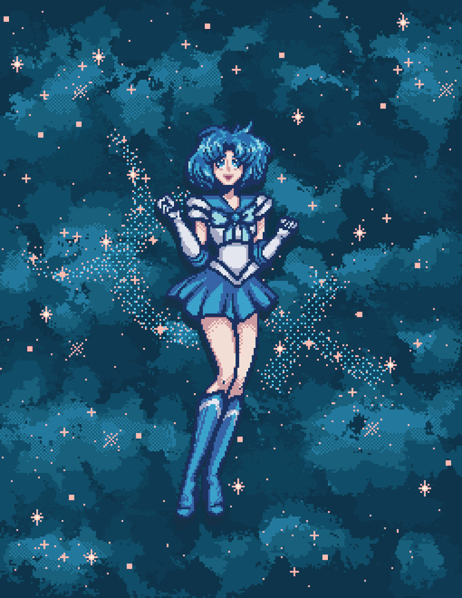 🫧 Douse yourself in water, and repent! 🫧
#sailormercury #pixelart #fanart #SailorMoon