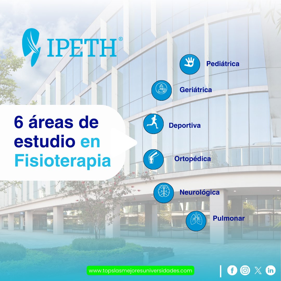UniTopsMexico's tweet image. 🤔💡 ¿Conoces las 6 áreas de estudio en Fisioterapia? Aquí te presentamos cada especialidad en la que te puedes desarrollar como un experto en esta materia. 🔵📚 @IPETH_ 
 
Para saber más da clic a su página oficial 👉bit.ly/3JjGJpx 

#IPETH #ComunidadIPETH #Fisioterapia