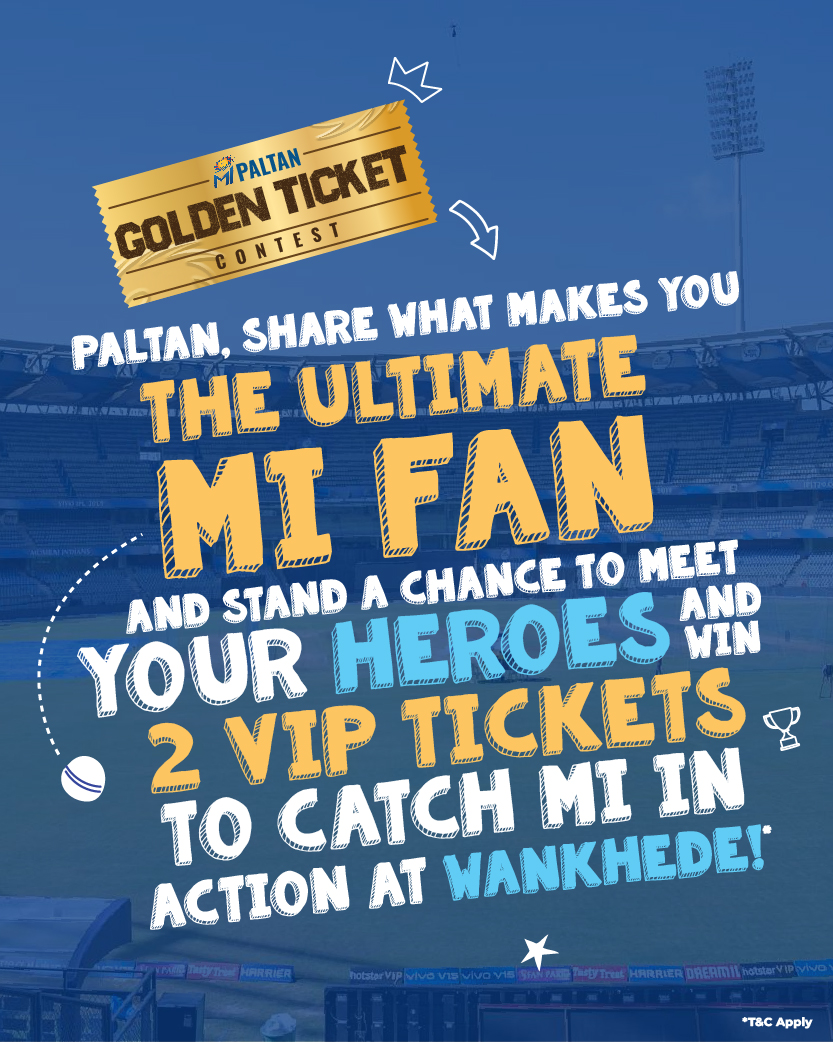 2 VIP match day 🎟️ chahiye? Aajao, dila denge 😎 Share what makes you The Ultimate MI Fan 👉 bit.ly/4bdjDwn P.S: Players se bhi mila denge! 😏 #MumbaiMeriJaan #MumbaiIndians