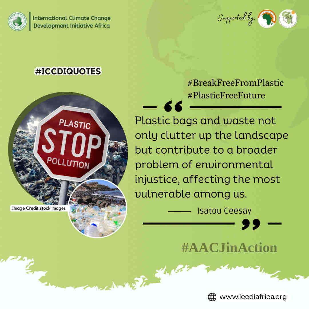 “Plastic bags and waste not only clutter up the landscape but contribute to a broader problem of environmental injustice, affecting the most vulnerable among us.- Isatou Ceesay 

#BreakFreeFromPlastic #PlasticFreeFuture #AACJinAction