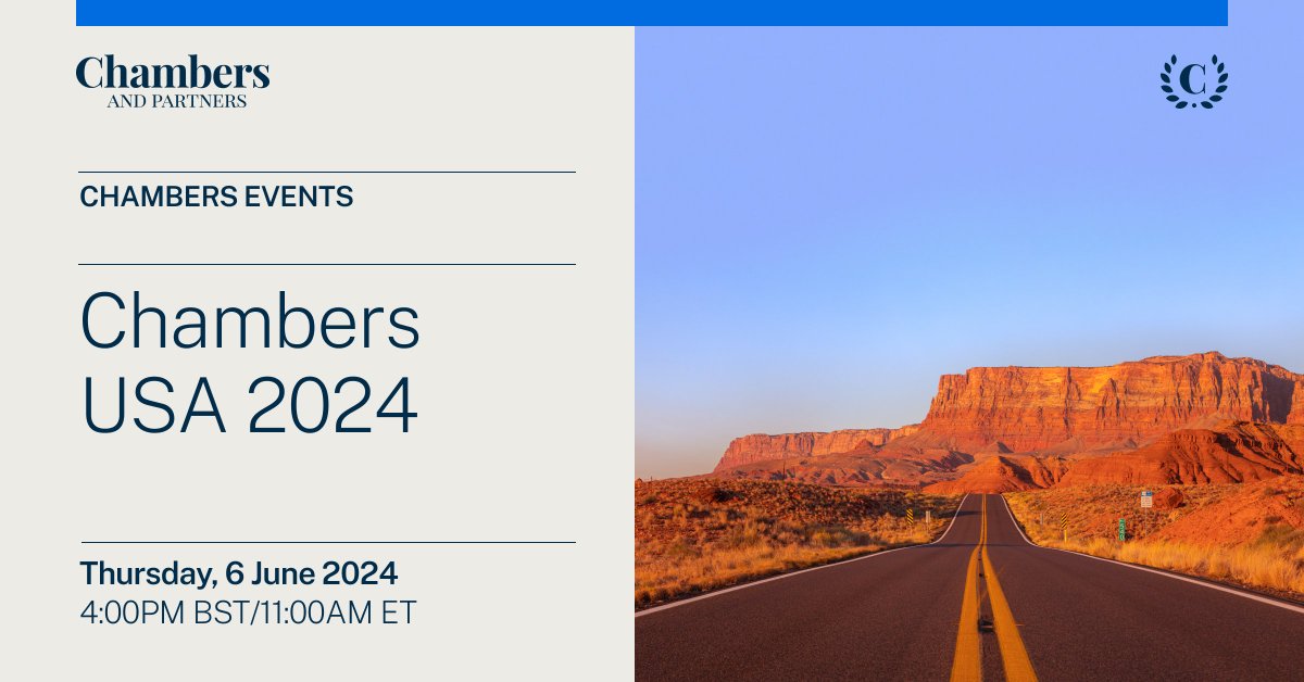Join us for the #ChambersUSA 2024 guide launch on 6 June. The team will share the main trends and developments from this year’s research into the legal market across the USA and announce who has been ranked as the top legal talent. Register here: d7ys.short.gy/AxPXaQ