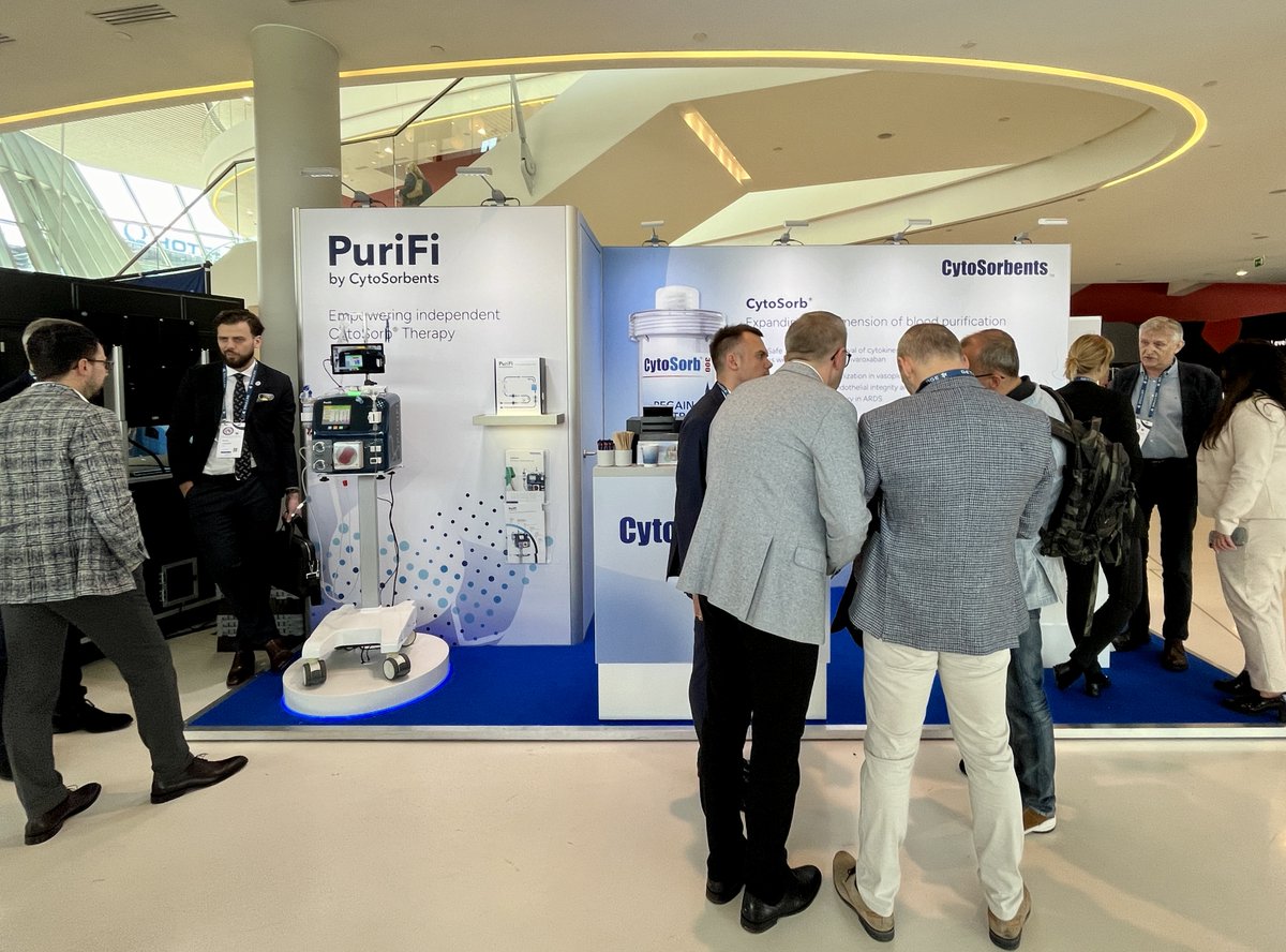 CytoSorbents's tweet photo. Greetings from the #EuroELSO Annual Meeting 2024 in Krakow, Poland!
 
We are excited to meet users and interested parties to exchange ideas and learn from each other. Thank you to speakers, participants and everyone involved for a great congress.
#CytoSorb #ECMO #Hemoadsorption https://t.co/0nu76ABaw3