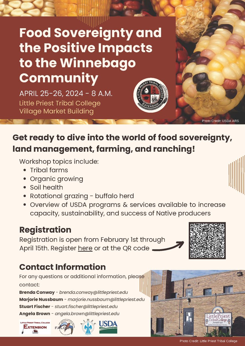 Food Sovereignty and the Positive Impacts to the Winnebago Community. Today 4/25 and tomorrow 4/26 at the Village Market Building.