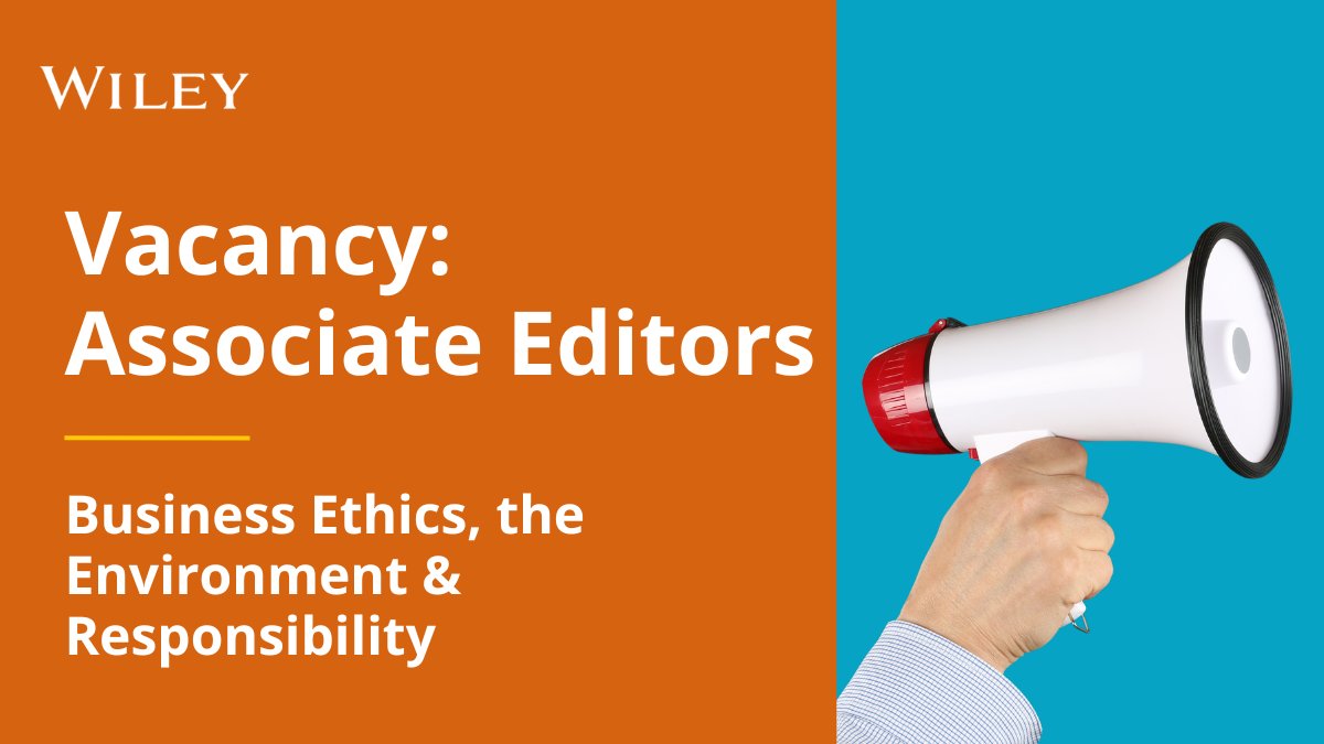🌟 Join the Business Ethics, the Environment & Responsibility team as an Associate Editor! 📝✨ Work alongside Editors-in-Chief to oversee peer review, make editorial decisions, and shape the future of @BEER_Wiley. 🌍 Apply now: ow.ly/Ojxa50RiqIC #EditorialOpportunity