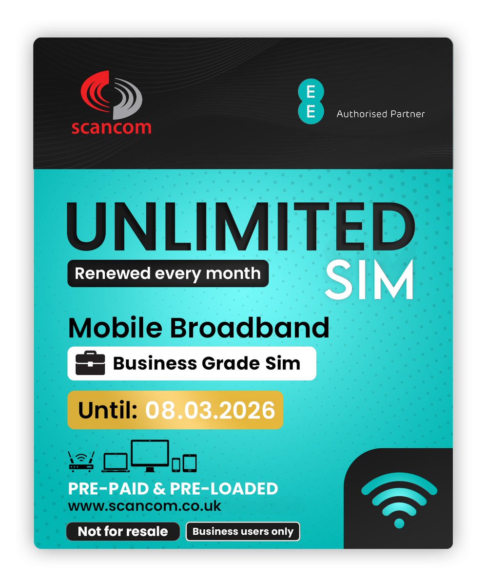 scancom's tweet photo. Optimised for your Business Growth - Our longest EE Preloaded Sim is Available now!

One-off payment for Data until March 2026 

https://t.co/b5LPBnV5Q9

#EE #BT #Data #4G #SimCard #HotDeals #Connectivity #Scancom https://t.co/5ge9isfMoW