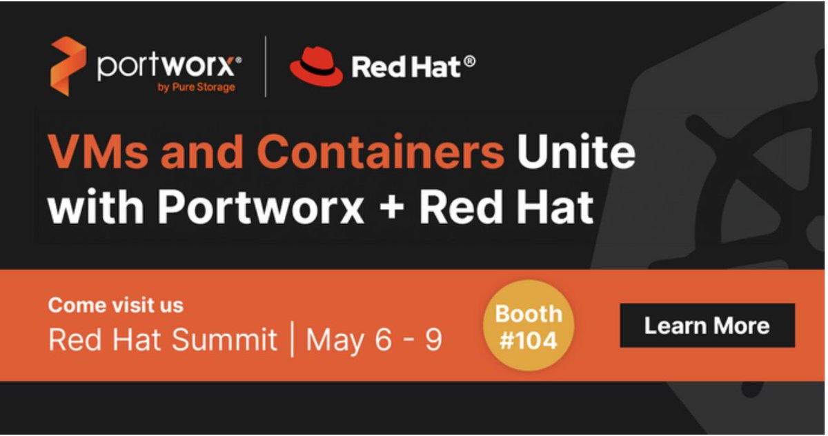 See the future of #virtualization with @portwx and #RedHat OpenShift—integrating #VMs and #containers, & see how Portworx and Red Hat enhance #Kubernetes for enterprise #application development.
red.ht/4aEpPOq & purefla.sh/3UtSTT1 

#redhatsummit #redhatopenshift