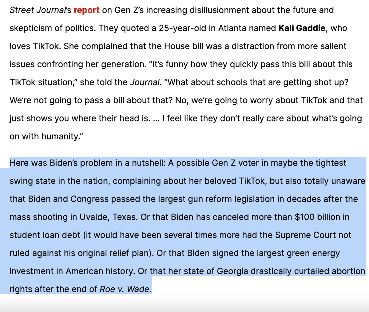 Note to #GenerationZ: 

Student loan debt relief.
Gun reform legislation.
Green energy investment. 
Abortion healthcare access. 

That's just a start! 

#DemsDeliver #Vote2024