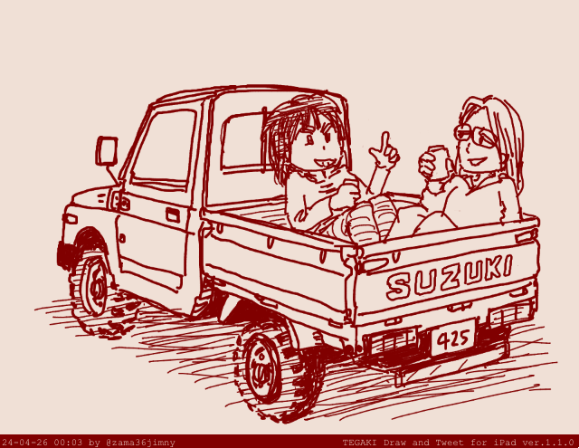 「#ほぼまいにちジムニー100日16日目。SJ40Tジムニートラック。ボディ後半を」|zama36のイラスト
