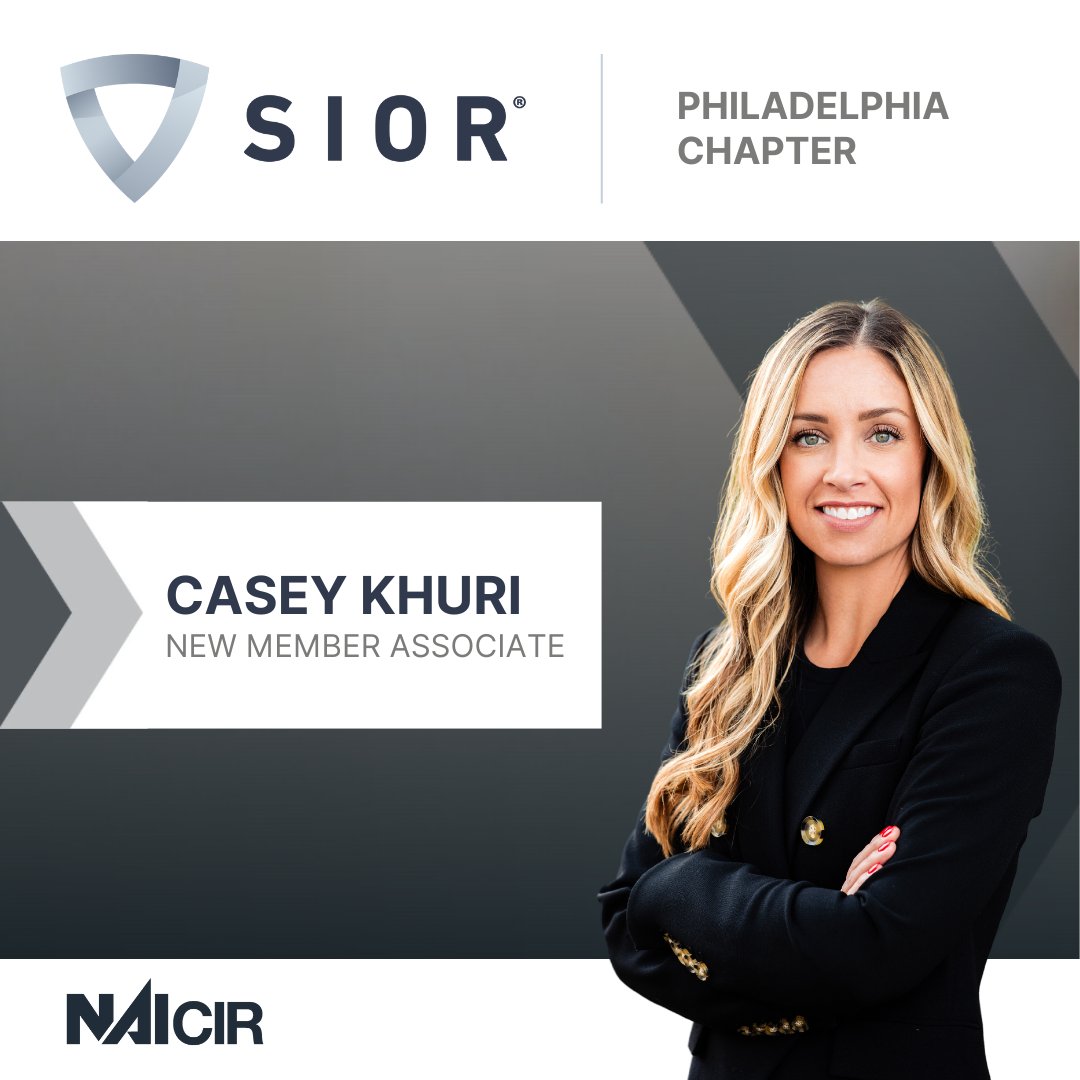 We're thrilled to announce our COO, Casey Khuri, has been accepted into the Society of Industrial and Office Realtors (SIOR) as Member Associate. She joins Robin Zellers, Jack Shepley and Bill Gladstone, as NAI CIR agents representing SIOR in Central PA. Congratulations, Casey!