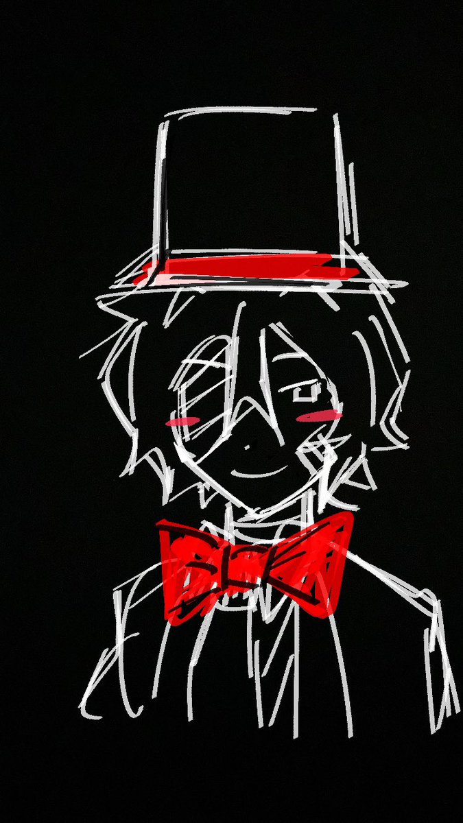I have nothing to offer here’s dazai in hat and bow tie I doodled in 5 minutes